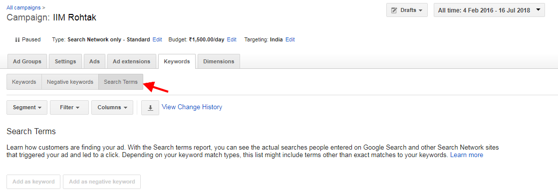 search terms