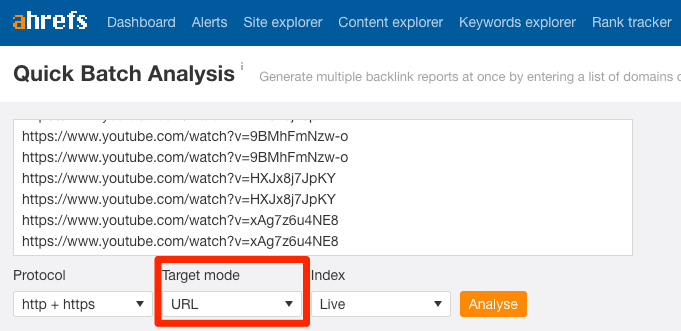 ahref dashboard