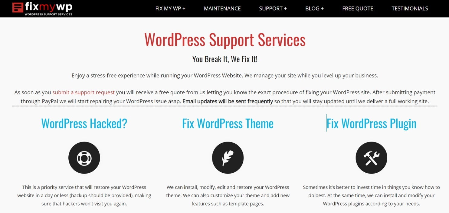FixMyWP WordPress Management Services