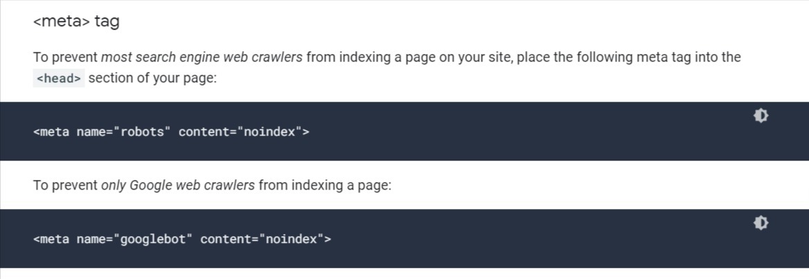 Implementing noindex