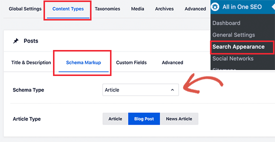 schema markup setting in all in one seo
