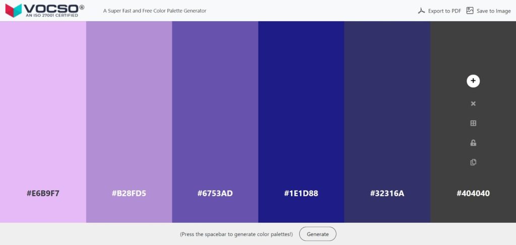 vocso random color scheme generator tool