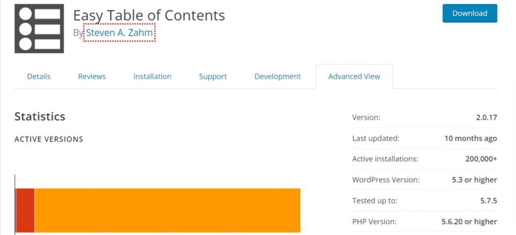 Easy Table of Contents WordPress plugin