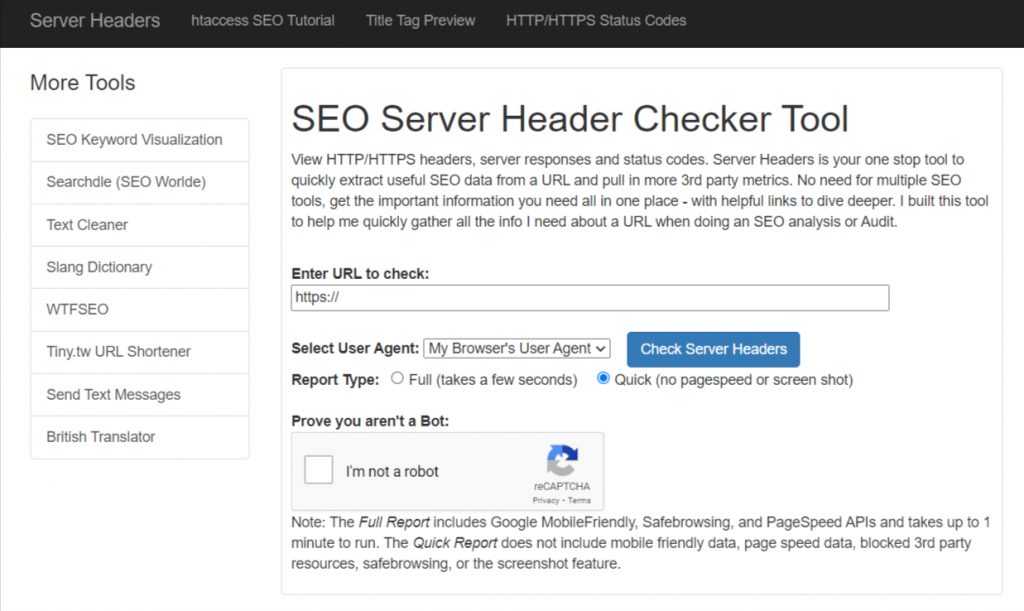 SEO Server Header Checker Tool