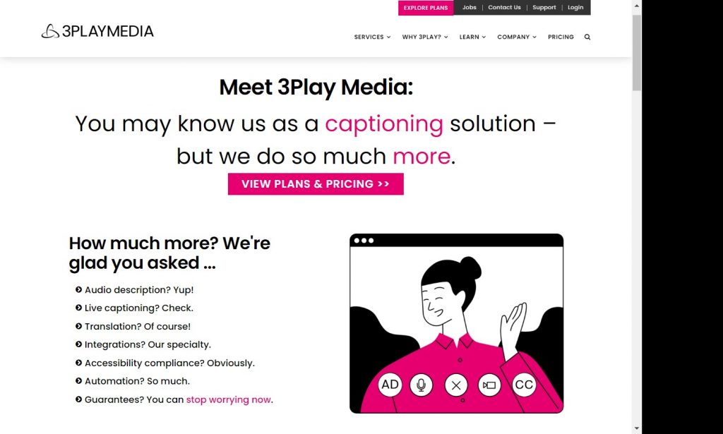 3Play Media Best Closed Captioning Service & Accessibility Partner