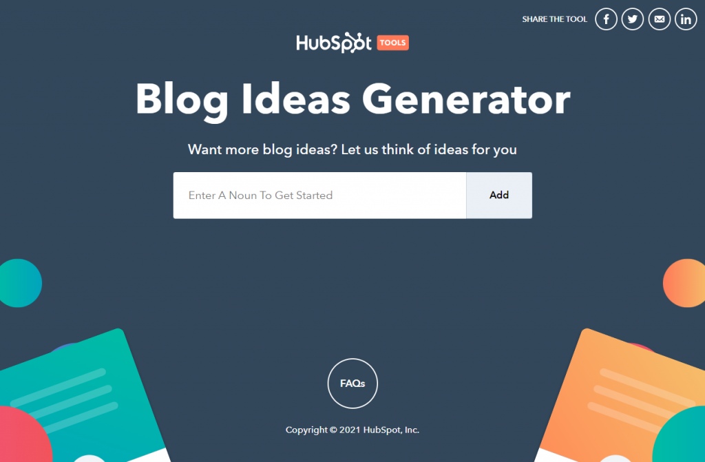 Blog Ideas Generator by HubSpot