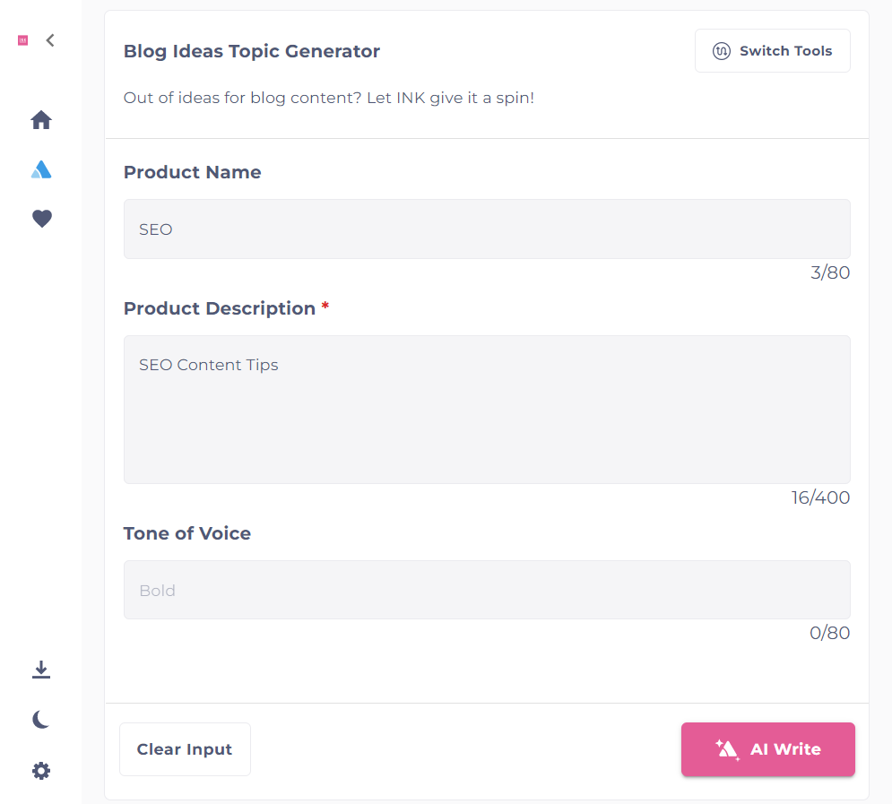 Blog Ideas Topic Generator by INK