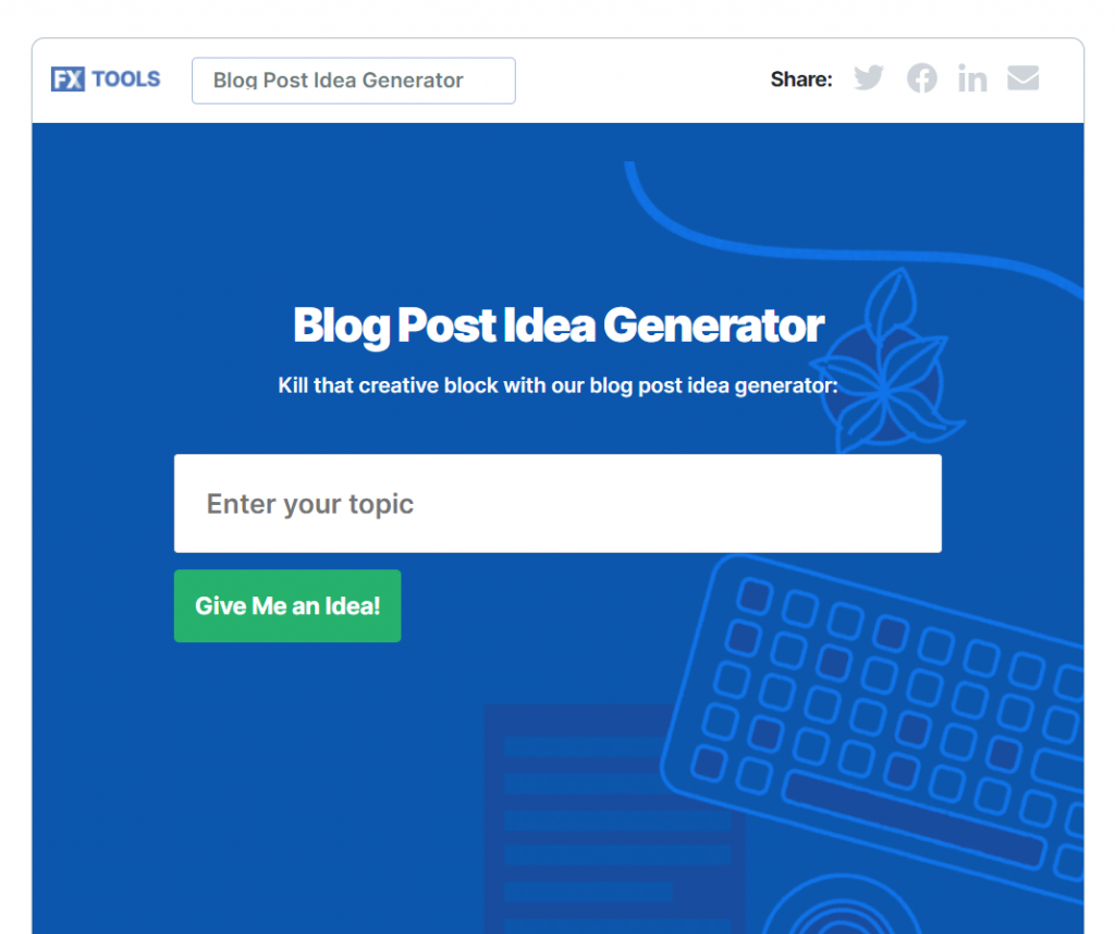 Blog Post Idea Generator by WebFX