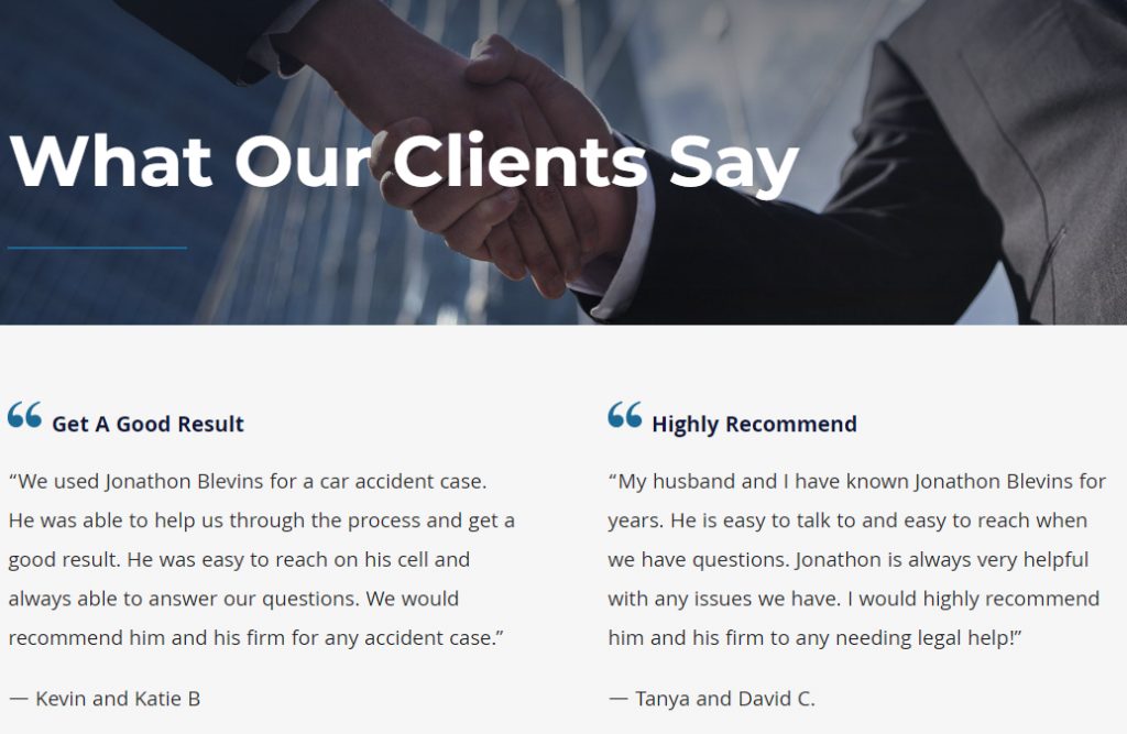 Testimonials - Blevins and Adams Law Group, PLLC