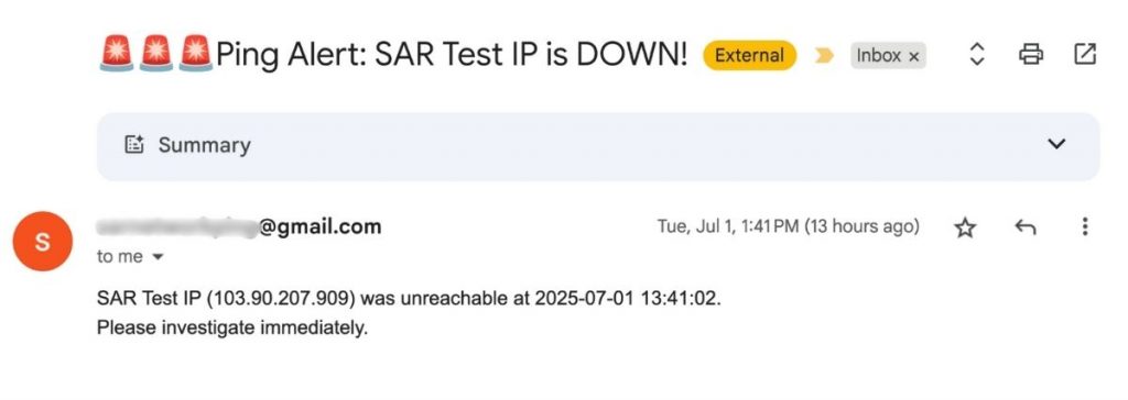 ip throttling ping alert over gmail image