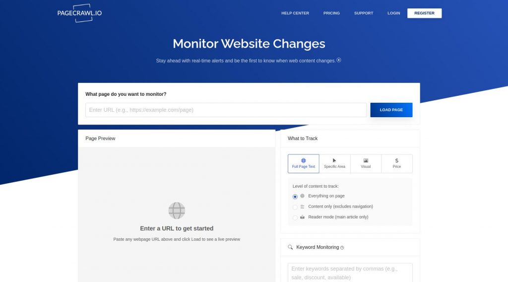 pagecrawl io - website change monitoring tools