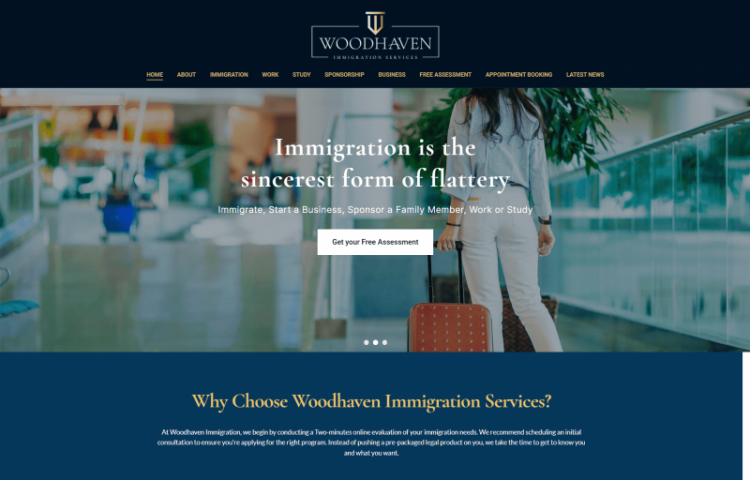 Woodhaven Immigration website designed by VOCSO