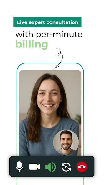 ConsultEase App — live expert consultation with per-minute billing